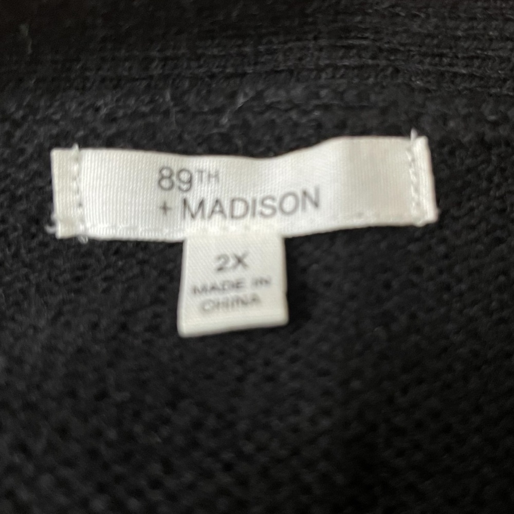 89th & Madison Metallic Open Cardigan 2X Black Gray Longline +Size Chic Layer - Picture 9 of 9